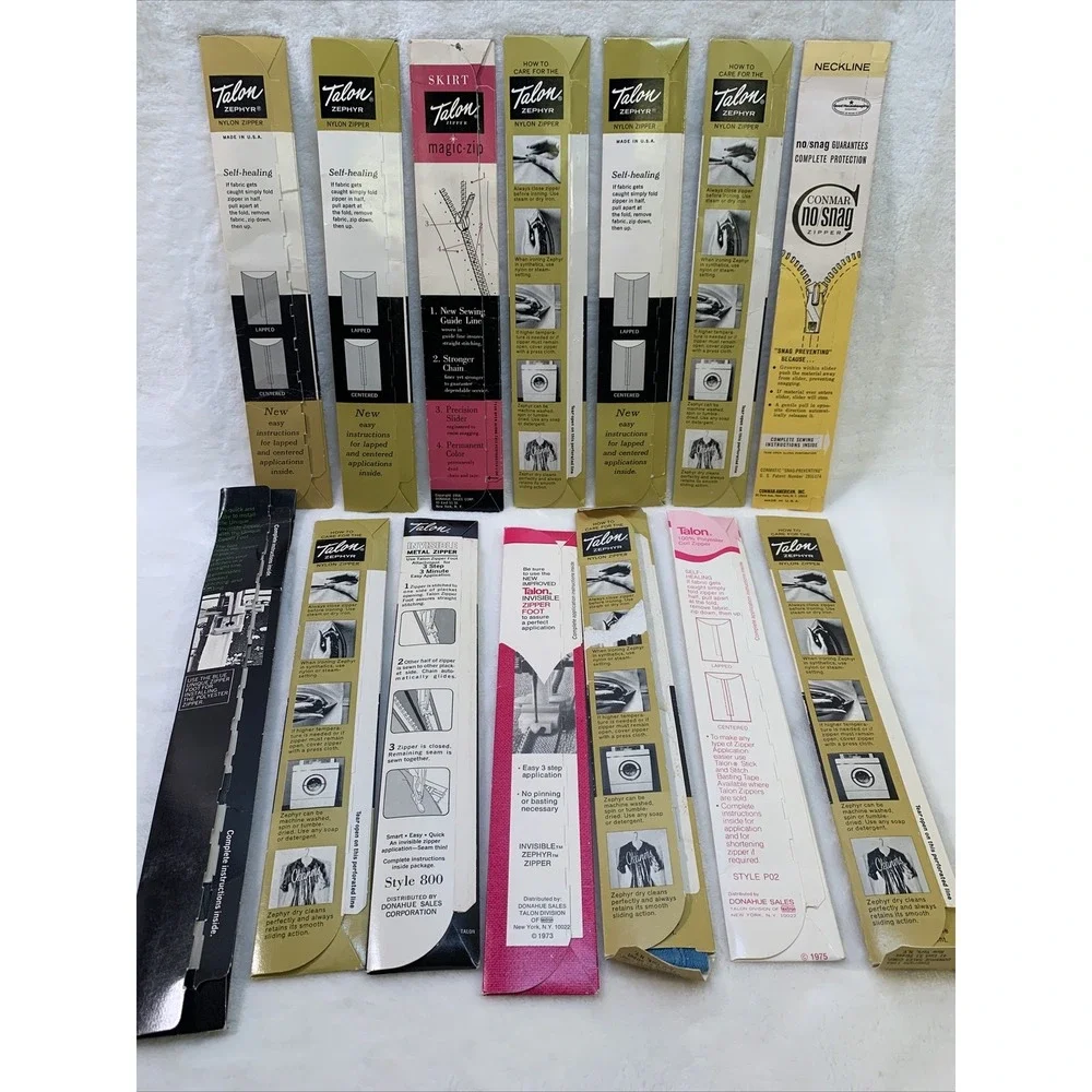 Vintage Lot of 14 Zippers Talon Unique Commar Assorted Colors &‎ Sizes NIP NOS
